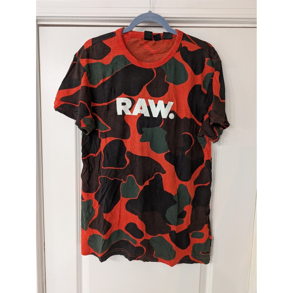 G-Star RAW Mens Camouflage Graphic Logo T-Shirt Crew Neck Tee large street wear